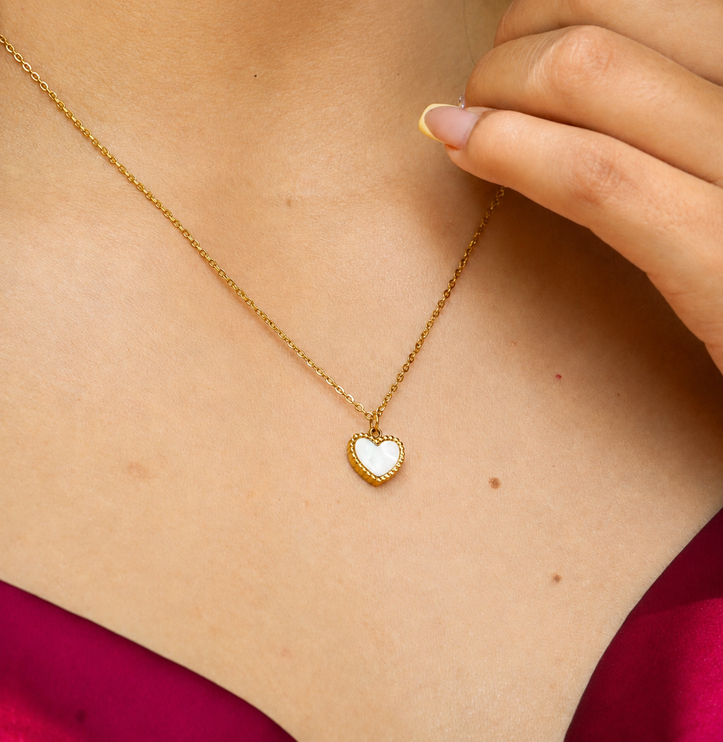 Cadena Corazón Blanco Mujer 1mm